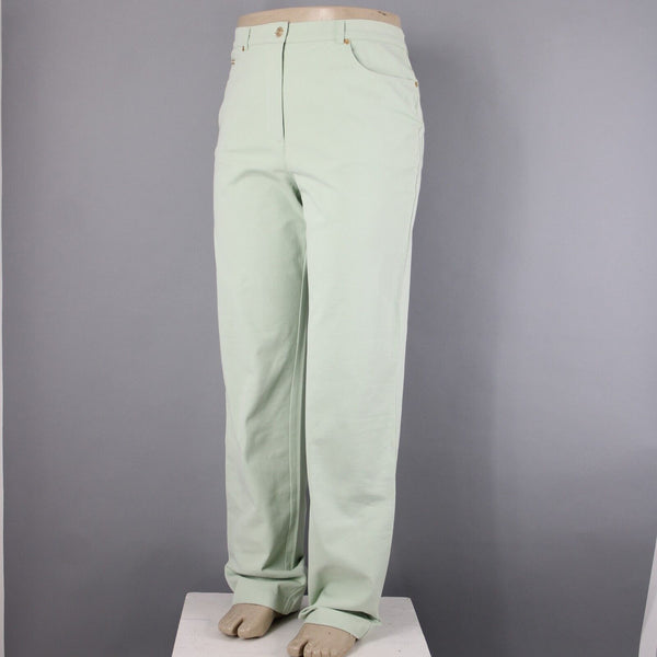 St John Sport Sz 16 x 35 Mint Green Pockets Straight Leg Cotton Lycra Jeans