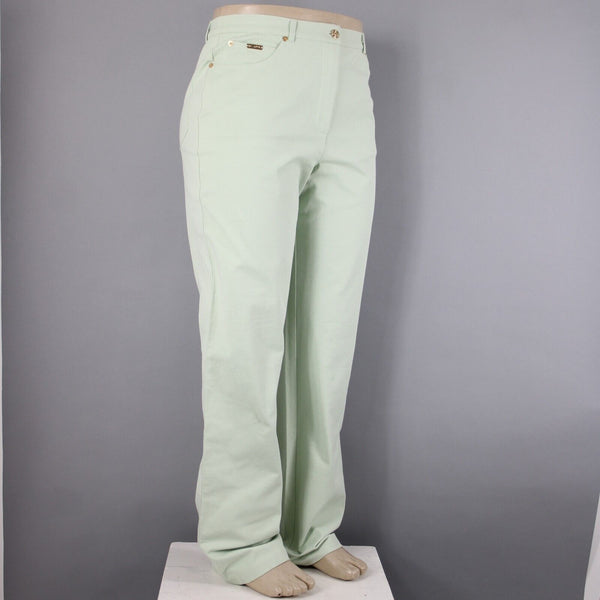 St John Sport Sz 16 x 35 Mint Green Pockets Straight Leg Cotton Lycra Jeans