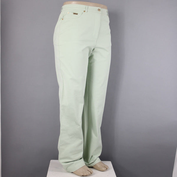 St John Sport Sz 16 x 35 Mint Green Pockets Straight Leg Cotton Lycra Jeans