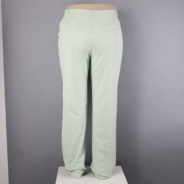 St John Sport Sz 16 x 35 Mint Green Pockets Straight Leg Cotton Lycra Jeans