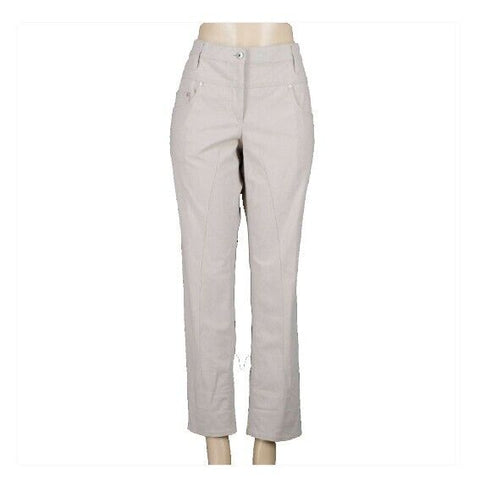 Gunex Sz 12 X 29 Tan Beige Cropped Pocketed Slight Flare Cotton Spandex Pant