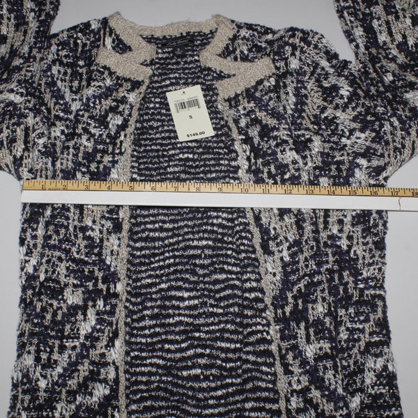 Lucky Brand NEW $149 Sz S Navy Blue Tan Textured Open Acrylic Blend Knit Wrap