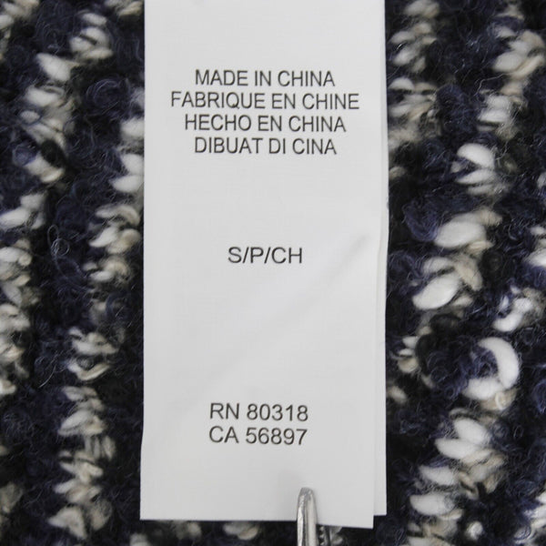 Lucky Brand NEW $149 Sz S Navy Blue Tan Textured Open Acrylic Blend Knit Wrap