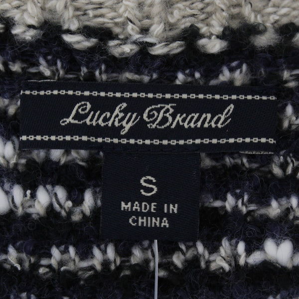 Lucky Brand NEW $149 Sz S Navy Blue Tan Textured Open Acrylic Blend Knit Wrap