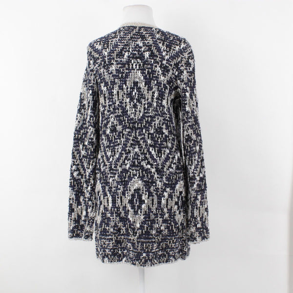 Lucky Brand NEW $149 Sz S Navy Blue Tan Textured Open Acrylic Blend Knit Wrap