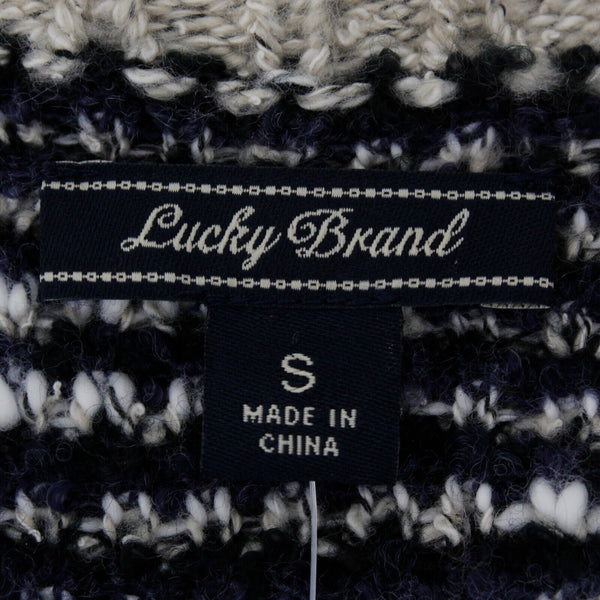 Lucky Brand NEW $149 Sz S Navy Blue Tan Textured Open Acrylic Blend Knit Wrap