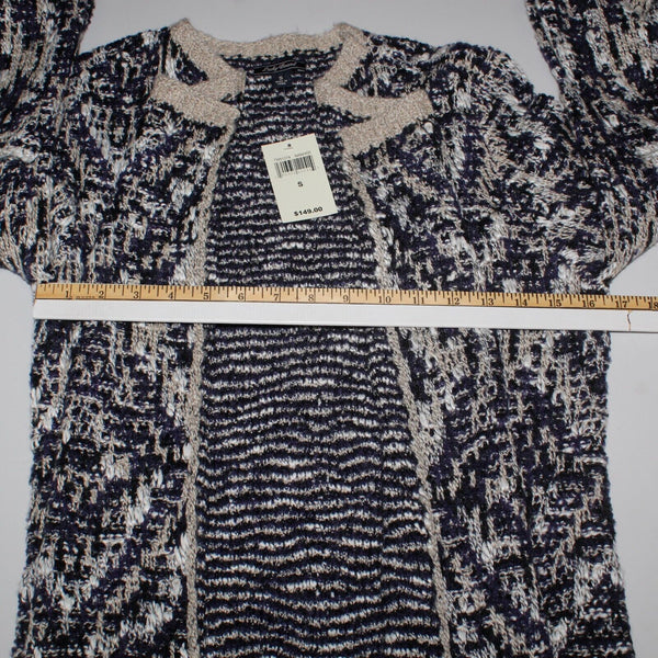 Lucky Brand NEW $149 Sz S Navy Blue Tan Textured Open Acrylic Blend Knit Wrap