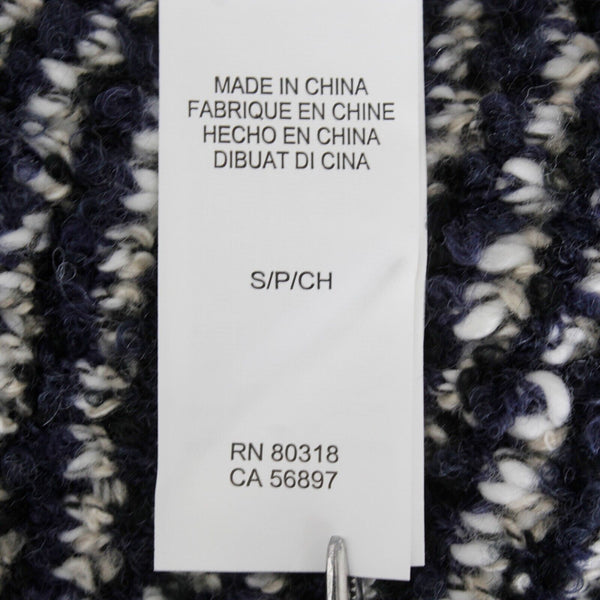 Lucky Brand NEW $149 Sz S Navy Blue Tan Textured Open Acrylic Blend Knit Wrap