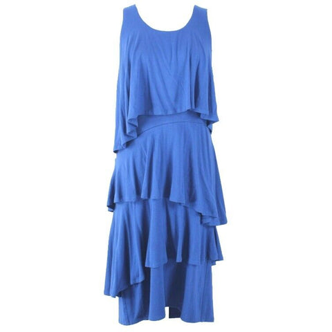 Soft Surroundings Sz XS Royal Blue Ruffles Rayon Blend Dress