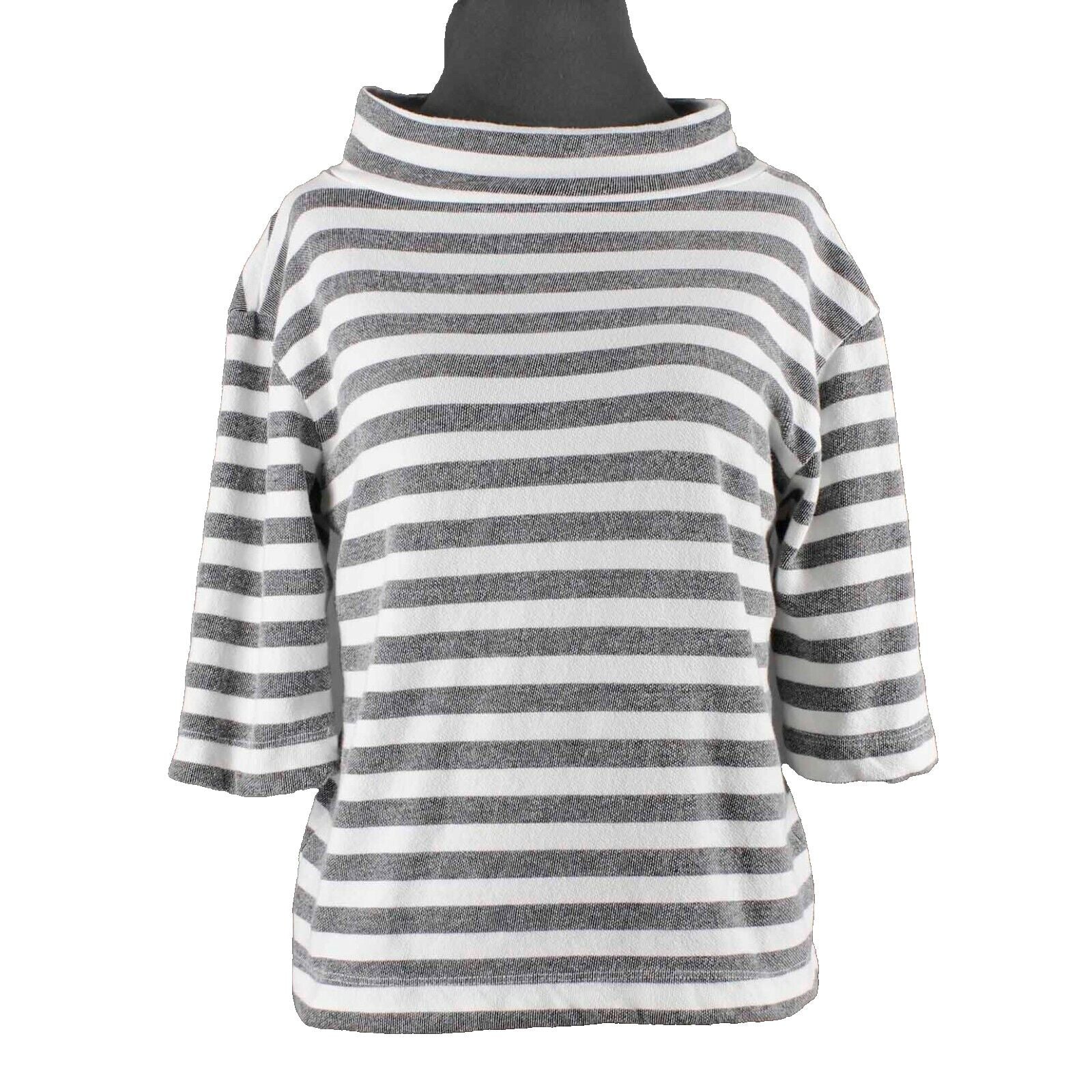 t.la Sz XS Ivory Multi Stripe Pullover Mock Neck Cotton Blend Knit Top