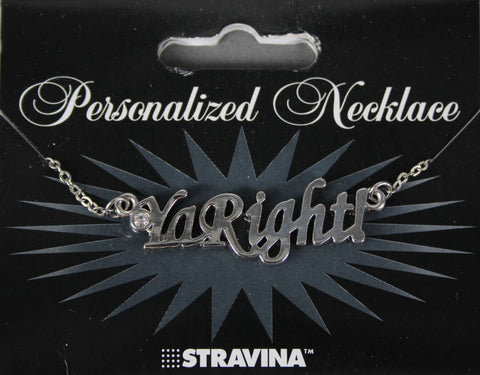 YA RIGHT! NEW Name Silvertone Rhinestone 14.5"w 4.5" Multi Ring Extendr Necklace