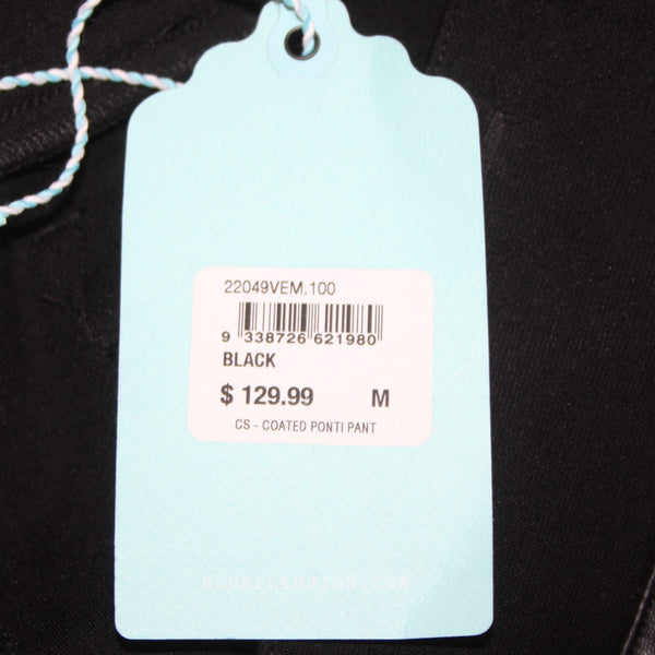 Blue Illusion Pant NEW $130 Sz M x 32 Black Faux Leather Viscose Nylon Pant