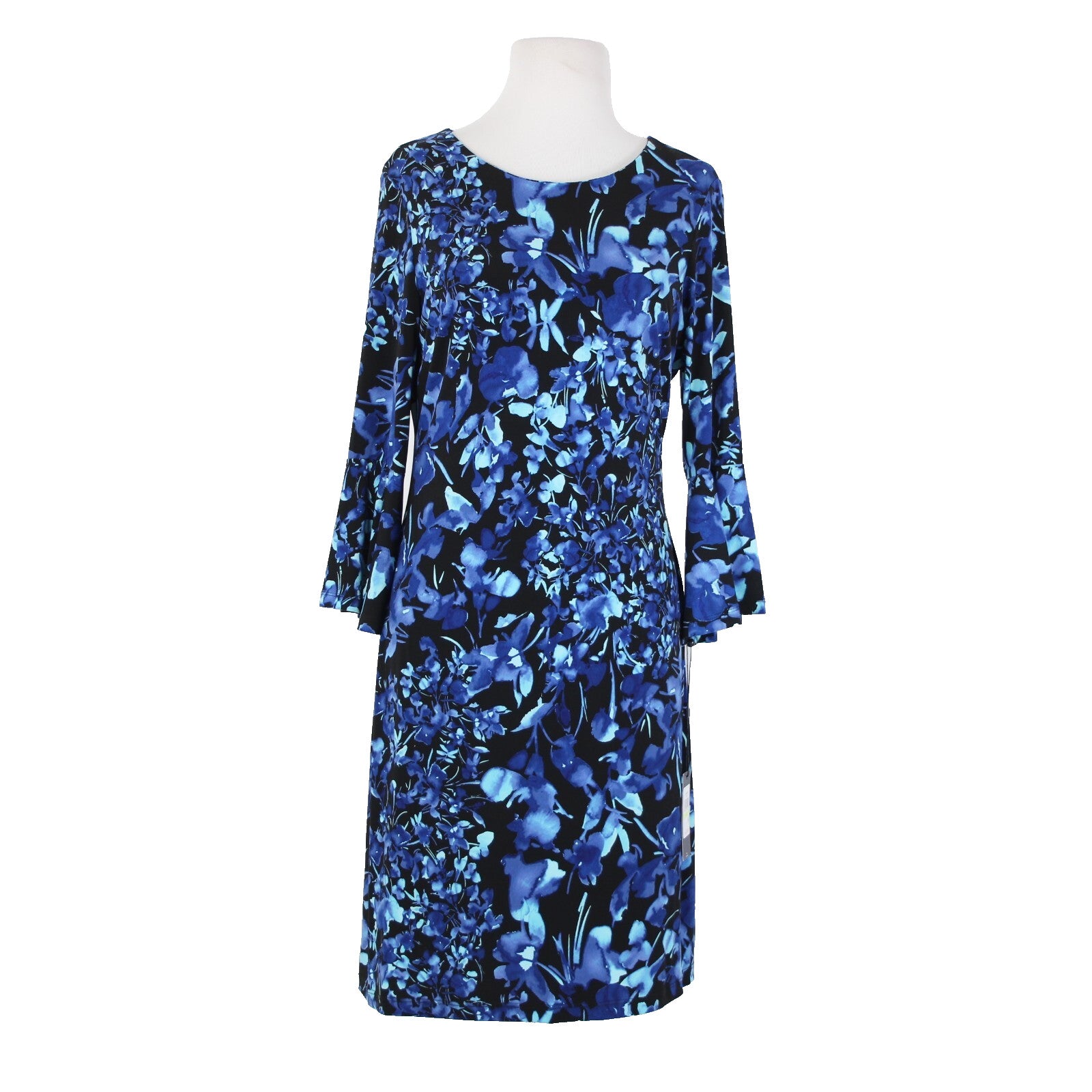 Tommy Hilfiger NEW $99 Sz 4 Blue Black Unlined Floral Polyester Spandex Dress