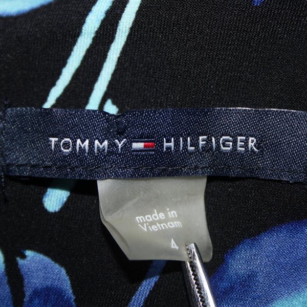 Tommy Hilfiger NEW $99 Sz 4 Blue Black Unlined Floral Polyester Spandex Dress