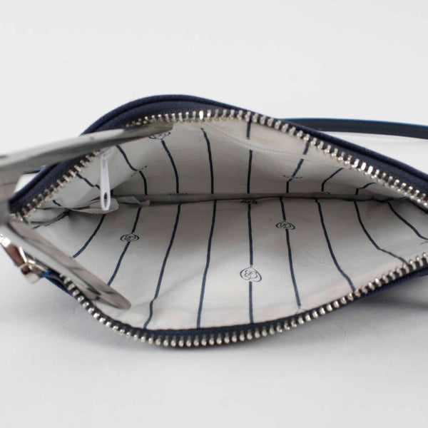 Brighton Sz 5 x 8 Blue Multi Zip Top Crossbody Clutch Faux Leather Purse