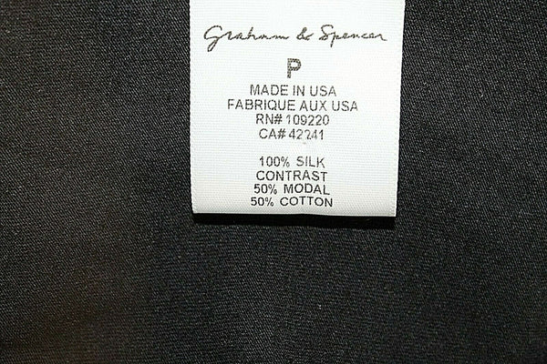 Graham & Spencer Sz P Black Gray Rose Multi Pailettes Silk Modl Cotton Top