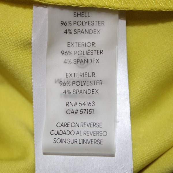 Calvin Klein Jumpsuit Sz 10 x 25 Lime Yellow Belted Pockets V Neck Poly Spandex