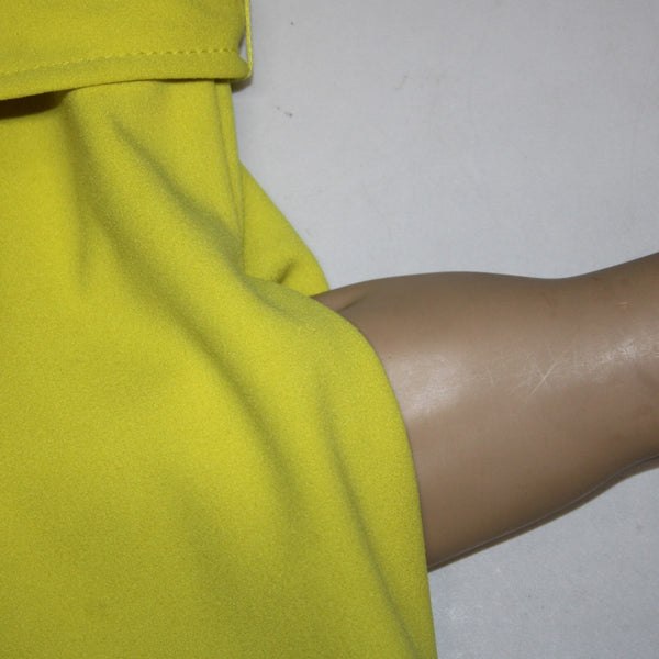 Calvin Klein Jumpsuit Sz 10 x 25 Lime Yellow Belted Pockets V Neck Poly Spandex
