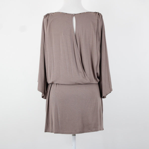 Cache NEW $79 Honey Brown Rhinestones V Neck Cold Shoulder Viscose Spandex Top