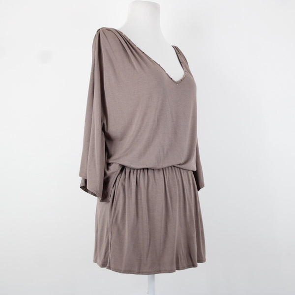 Cache NEW $79 Honey Brown Rhinestones V Neck Cold Shoulder Viscose Spandex Top