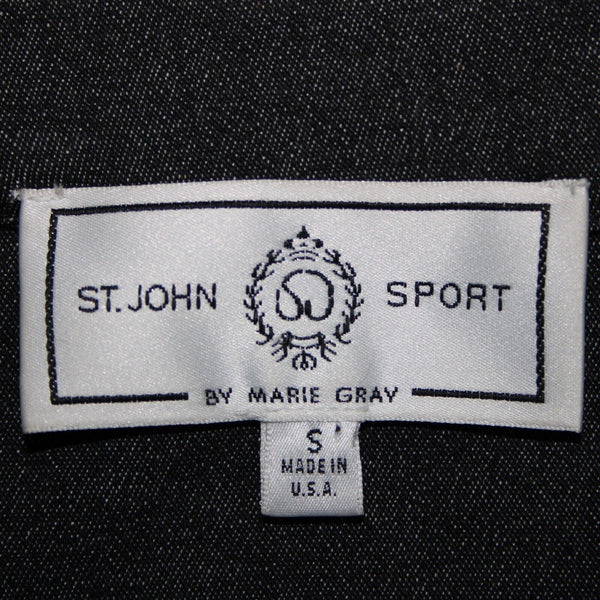 St John Sport Sz S Gray Denim Silver Stud Detail Pockets Jacket
