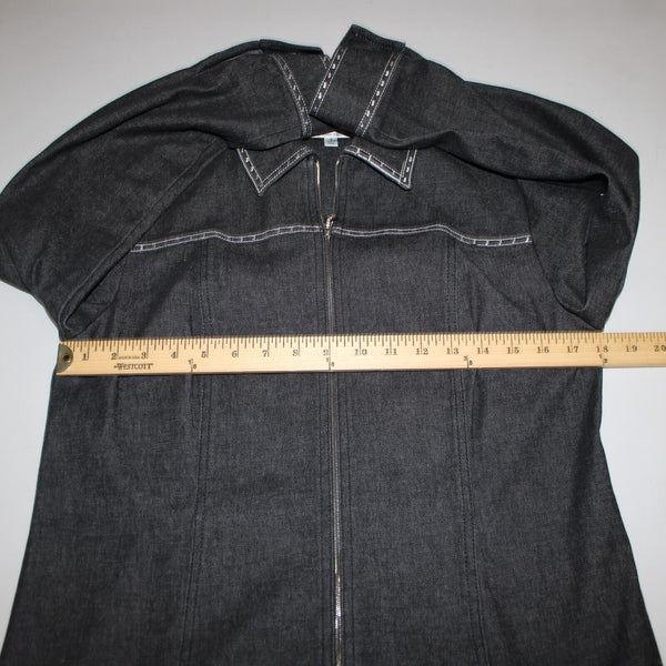 St John Sport Sz S Gray Denim Silver Stud Detail Pockets Jacket