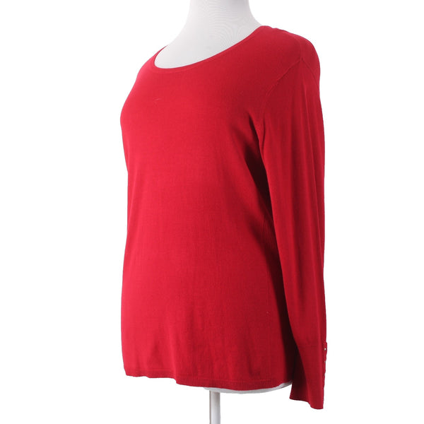 JM Collection Top NEW $50 Crewneck Sw Sz XL New Red Amore Rayon Nylon Top