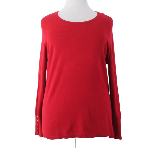 JM Collection Top NEW $50 Crewneck Sw Sz XL New Red Amore Rayon Nylon Top