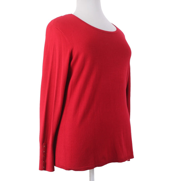 JM Collection Top NEW $50 Crewneck Sw Sz XL New Red Amore Rayon Nylon Top