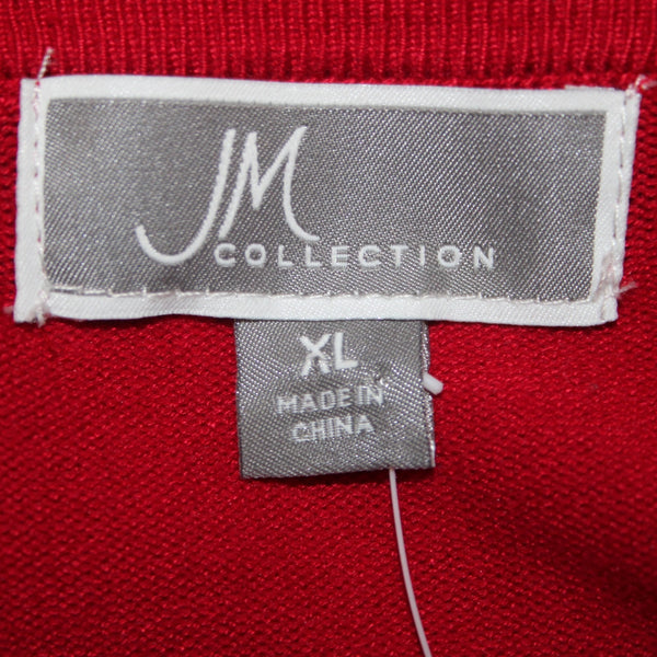 JM Collection Top NEW $50 Crewneck Sw Sz XL New Red Amore Rayon Nylon Top