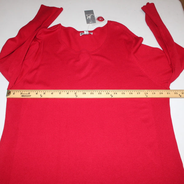 JM Collection Top NEW $50 Crewneck Sw Sz XL New Red Amore Rayon Nylon Top