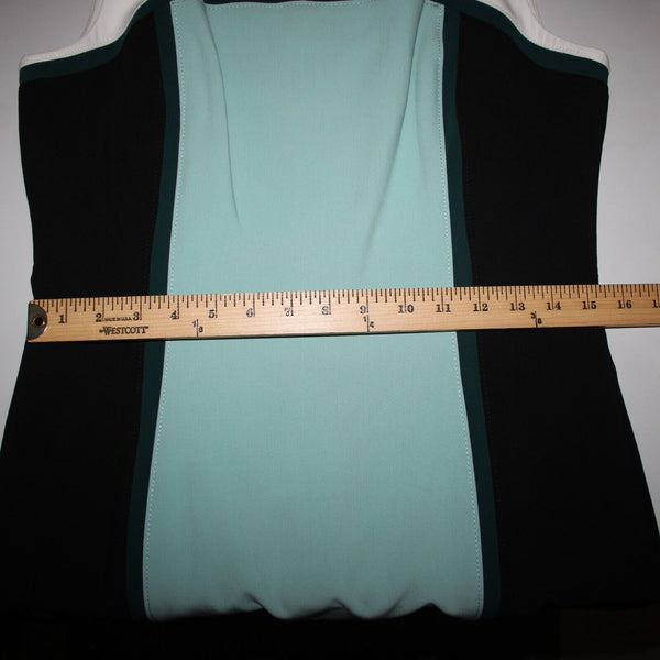 White House Black Market NEW $160 Sz 8 White Black Aqua Color Block Poly Dress