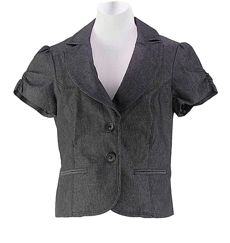 Katherine Barclay NEW $100 Sz 10 Charcoal Cotton Blend SS Denim Blazer
