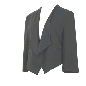 Ann Taylor Petite Sz 10P Black Peplum Padded Shoulder Polyester Rayon Blazer