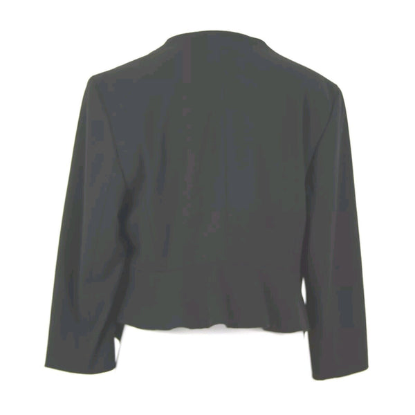 Ann Taylor Petite Sz 10P Black Peplum Padded Shoulder Polyester Rayon Blazer