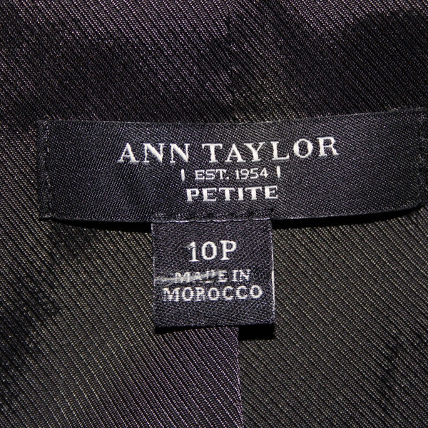 Ann Taylor Petite Sz 10P Black Peplum Padded Shoulder Polyester Rayon Blazer