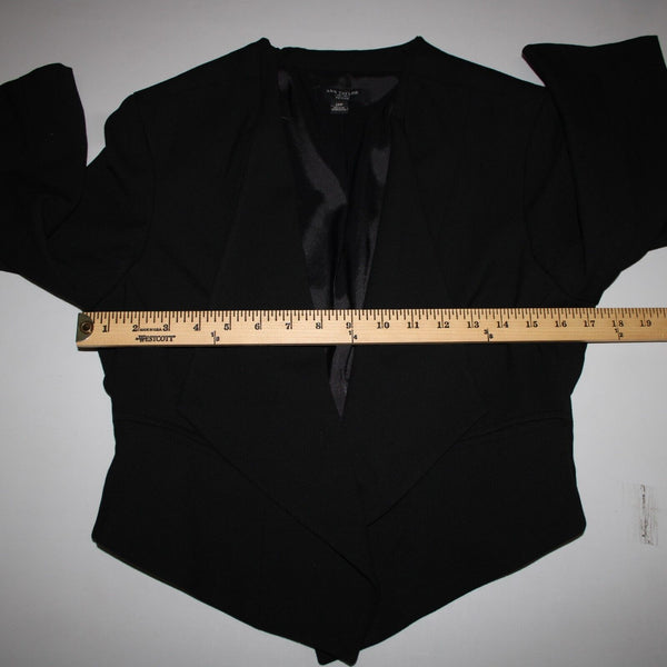 Ann Taylor Petite Sz 10P Black Peplum Padded Shoulder Polyester Rayon Blazer