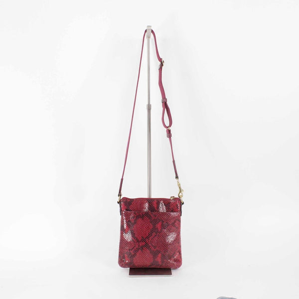 Coach 9 x 8 x 1.5 Pink Multi Reptile Leather Adjustable Crossbody Purse