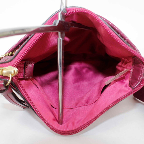 Coach 9 x 8 x 1.5 Pink Multi Reptile Leather Adjustable Crossbody Purse