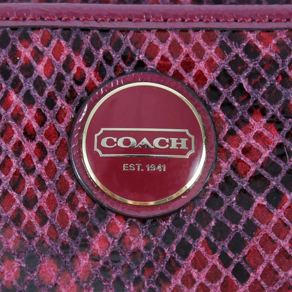 Coach 9 x 8 x 1.5 Pink Multi Reptile Leather Adjustable Crossbody Purse