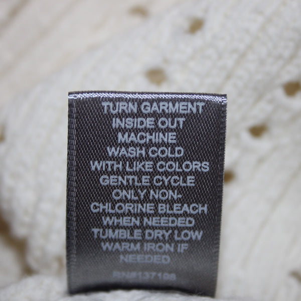 Marled NEW Sz XL Ivory Open Knit Buttons Cotton Acrylic Cardigan Sweater