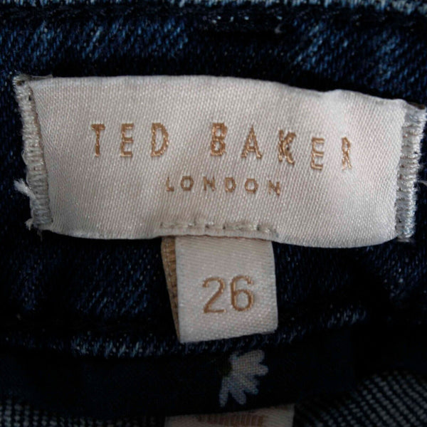 Ted Baker Sz 26 x 24 Blue Denim Embroidered Daisy Chain Cuff Jean