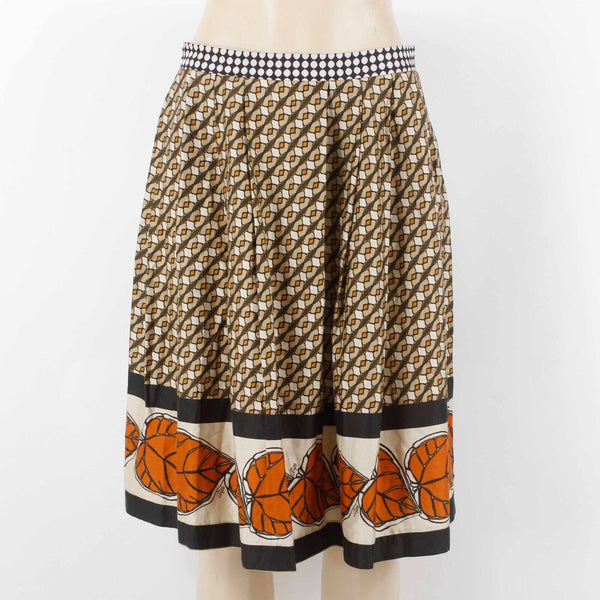 Clips Italy Sz 44 Tan Rust Multi Pleated Full 100% Cotton Woven Skirt
