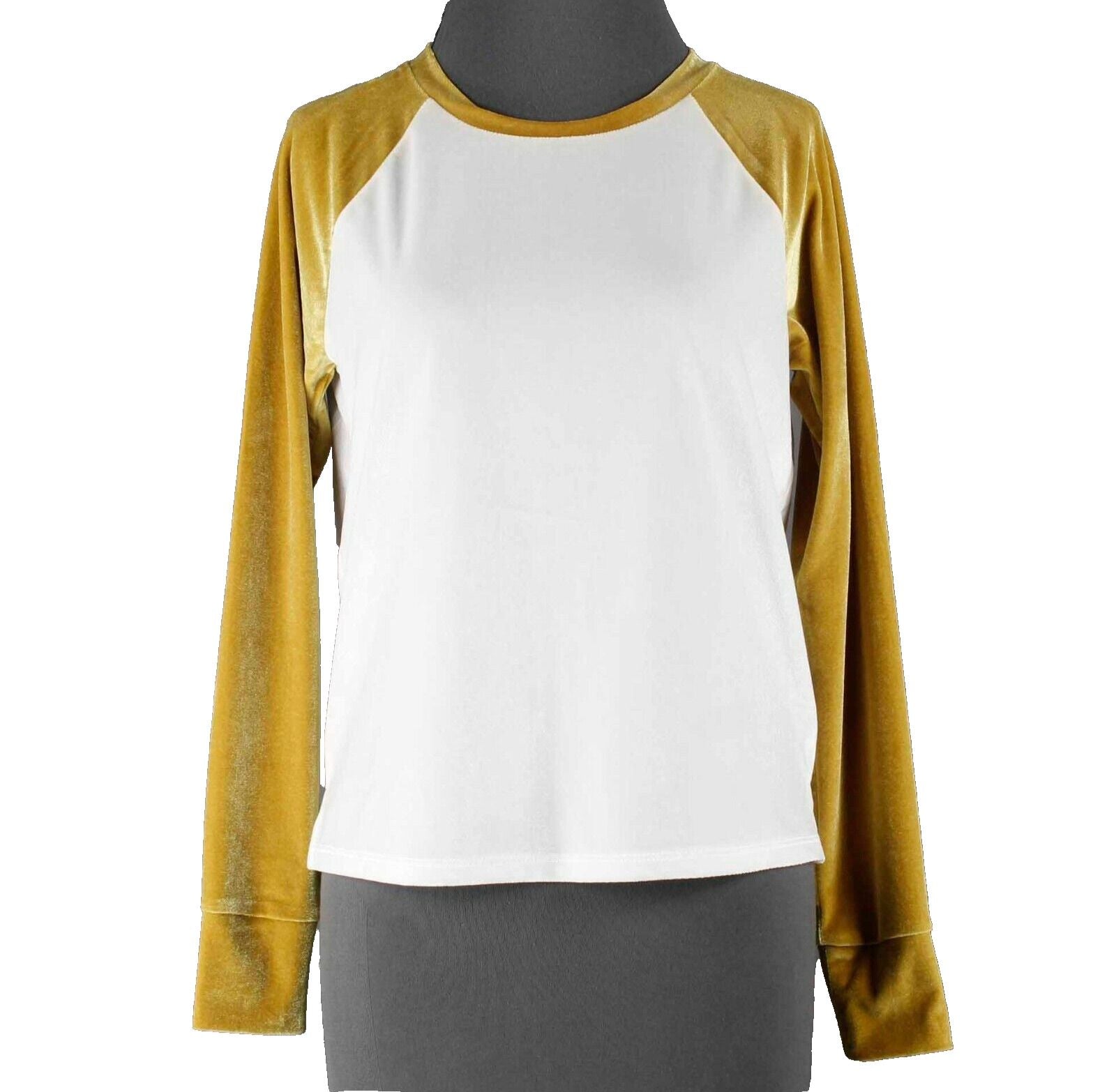 Madewell NEW $50 Sz XXS White Mustard Velvet Polyester Elastane Top
