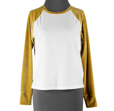 Madewell NEW $50 Sz XXS White Mustard Velvet Polyester Elastane Top