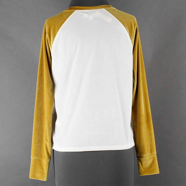 Madewell NEW $50 Sz XXS White Mustard Velvet Polyester Elastane Top