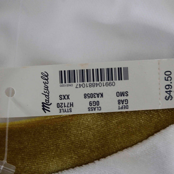 Madewell NEW $50 Sz XXS White Mustard Velvet Polyester Elastane Top