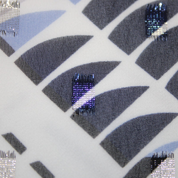 White House BM Sz M White Navy Multi Color Polyester Chiffon Overlay Lined Top