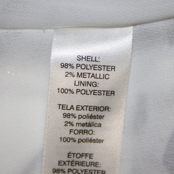 White House BM Sz M White Navy Multi Color Polyester Chiffon Overlay Lined Top