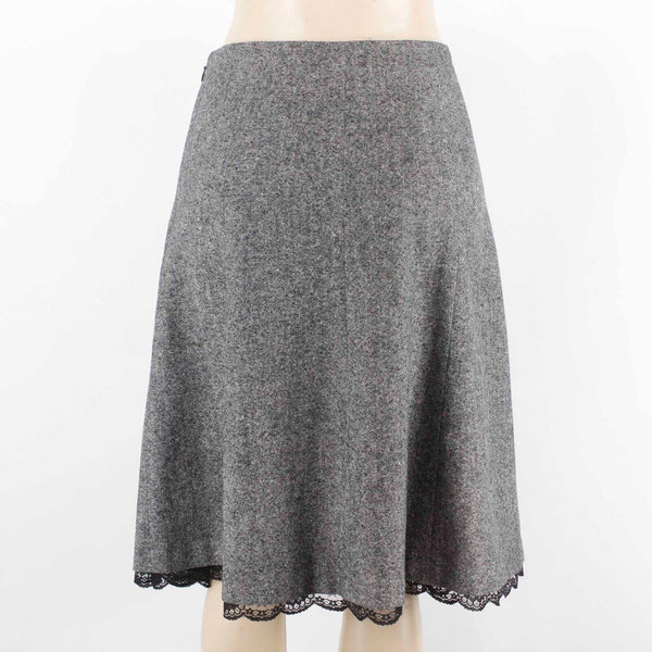 Liz Claiborne Sz 8 Black White Gray Lace Hem Lined A Line Wool Blend Skirt